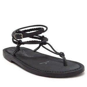 New FREE PEOPLE Womens Size 8 Caroline Cali Sandals Black Braided Strap Bohemian